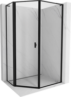 Mexen Mist L cabina de duș pentagonală asimetrică cu ușă articulată stânga 90 x 100 cm, cadru negru, negru