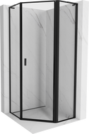 Mexen Mist L cabină de duș pentagonală cu deschidere dreapta 80 x 80 cm, cadru negru, negru - 8A8L-080-080-70-70-P