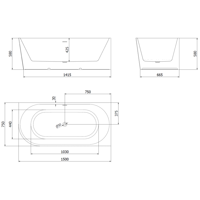Mexen Silo cadă independentă de colț dreaptă cu striații 150 x 75 cm, albă/neagră, preaplin auriu - 52891507575P-50