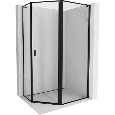 Mexen Mist L cabina de duș pătrată asimetrică cu deschidere dreapta 90 x 80 cm, ramă neagră, negru - 8A8L-090-080-70-70-P