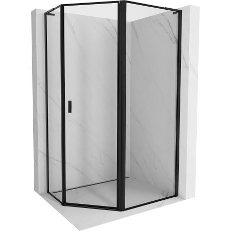 Mexen Mist L aszimmetrikus ötszögletű jobbos zuhanykabin 100 x 80 cm, fekete keret, fekete - 8A8L-100-080-70-70-P