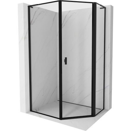 Mexen Mist L ötszögletű aszimmetrikus jobbos zuhanykabin 80 x 90 cm, fekete keret, fekete - 8A8L-080-090-70-70-P