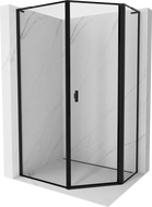 Mexen Mist L cabină de duș pentagonală asimetrică pivotantă dreapta 80 x 90 cm, cadru negru, negru - 8A8L-080-090-70-70-P
