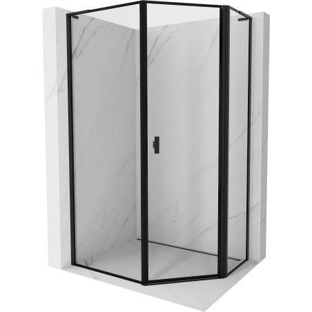 Cabină de duș pentagonală asimetrică Mexen Mist L dreaptă de 80 x 100 cm, rame negre, neagră - 8A8L-080-100-70-70-P