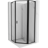 Mexen Mist L cabină de duș pentagonală cu deschidere dreapta 100 x 100 cm, ramă neagră, neagră - 8A8L-100-100-70-70-P