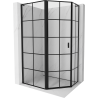 Mexen Mist L cabină de duș pentagonală asimetrică cu deschidere spre stânga 90 x 80 cm, grilaj negru, neagră