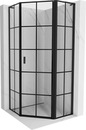 Mexen Mist L cabină de duș pentagonală cu deschidere dreapta 80 x 80 cm, grilaj negru, negru - 8A8L-080-080-70-77-P