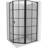 Mexen Mist L cabină de duș pentagonală asimetrică cu deschidere dreapta 90 x 80 cm, grilaj negru, negru - 8A8L-090-080-70-77-P