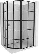 Mexen Mist L aszimmetrikus ötszögletű jobbos zuhanykabin 100 x 80 cm, fekete rács, fekete - 8A8L-100-080-70-77-P