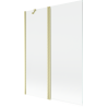 Mexen Mist kétszárnyú fürdőszobai válaszfal 130 x 150 cm, átlátszó, arany kefélt - 8A9-130-011-55-00