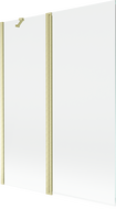 Mexen Mist kétszárnyú fürdőszobai válaszfal 130 x 150 cm, átlátszó, arany kefélt - 8A9-130-011-55-00