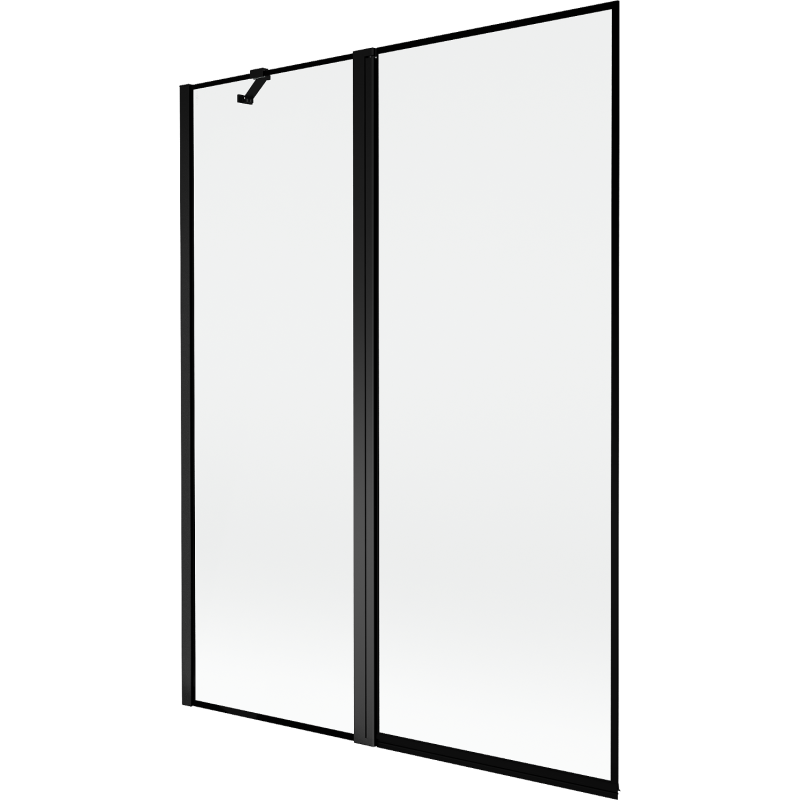 Mexen Mist kétszárnyú kádparaván bal 130 x 150 cm, fekete keret, fekete - 8A9-130-011-70-70-L