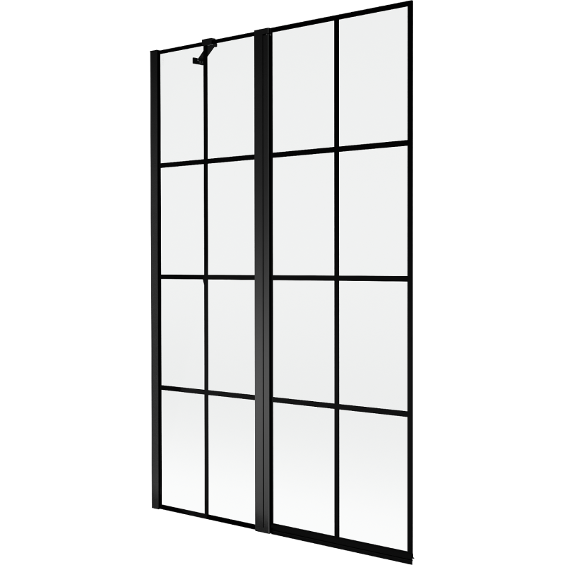 Mexen Mist 2-szárnyú kádparaván bal 110 x 150 cm, fekete rácsos, fekete - 8A9-110-011-70-77-L