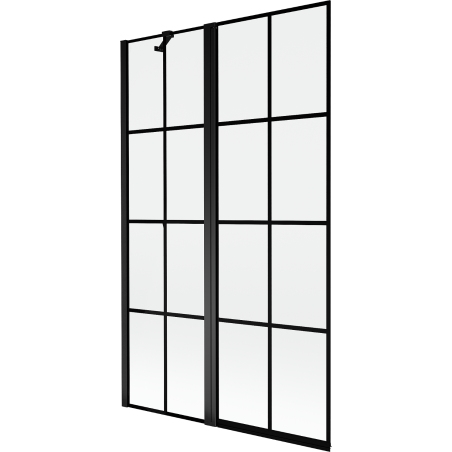 Mexen Mist 2-szárnyú kádparaván bal 110 x 150 cm, fekete rácsos, fekete - 8A9-110-011-70-77-L