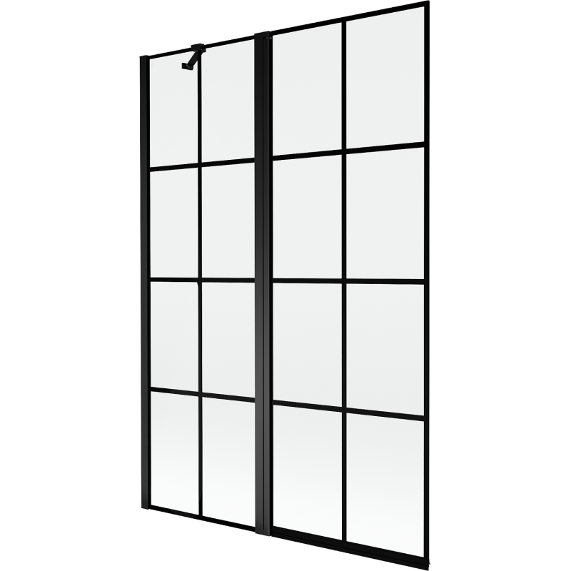 Mexen Mist 2-szárnyú bal oldali kádparaván 120 x 150 cm, fekete rácsos, fekete - 8A9-120-011-70-77-L