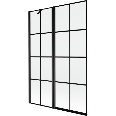 Mexen Mist balos ajtó 2-szárnyú bal 120 x 150 cm, fekete rács, fekete - 8A9-120-011-70-77-L