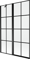 Mexen Mist balos ajtó 2-szárnyú bal 120 x 150 cm, fekete rács, fekete - 8A9-120-011-70-77-L