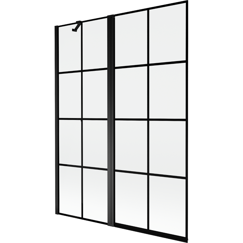 Mexen Mist paravan de cadă 2 panouri stânga 130 x 150 cm, grilaj negru, negru - 8A9-130-011-70-77-L