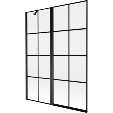 Mexen Mist paravan de cadă 2 panouri stânga 130 x 150 cm, grilaj negru, negru - 8A9-130-011-70-77-L