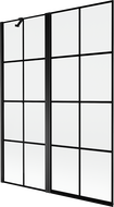 Mexen Mist kétszárnyú bal oldali zuhanyfal 130 x 150 cm, fekete rács, fekete - 8A9-130-011-70-77-L