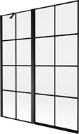 Mexen Mist 2-szárnyas bal oldali fürdőszobai paraván 140 x 150 cm, fekete rács, fekete - 8A9-140-011-70-77-L
