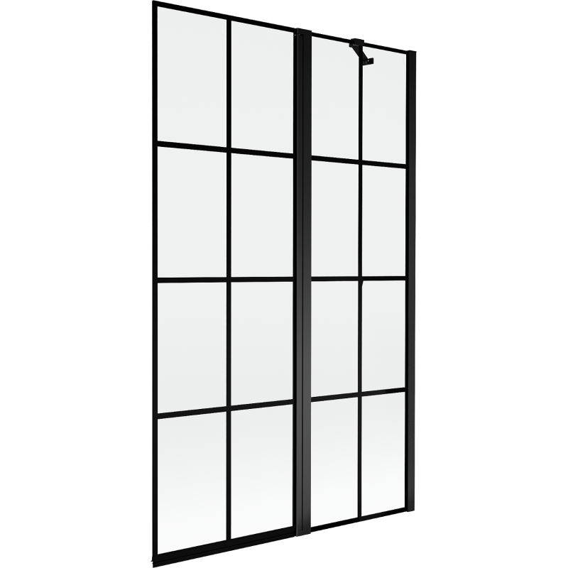 Mexen Mist kádparaván 2-szárnyú jobb 110 x 150 cm, fekete rács, fekete - 8A9-110-011-70-77-P