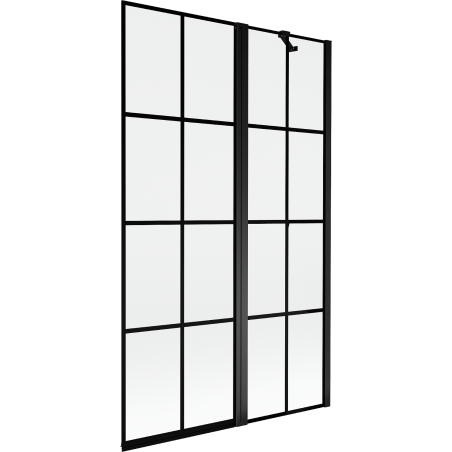 Mexen Mist kádparaván 2-szárnyú jobb 110 x 150 cm, fekete rács, fekete - 8A9-110-011-70-77-P