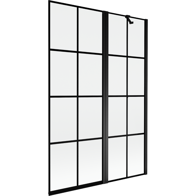 Mexen Mist 2-szárnyú jobbos fürdőkádparaván, 120 x 150 cm, fekete rács, fekete - 8A9-120-011-70-77-P