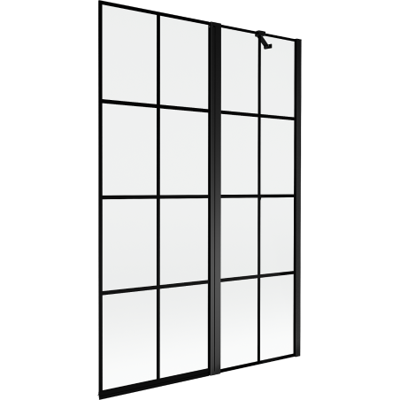 Mexen Mist 2-szárnyú jobbos fürdőkádparaván, 120 x 150 cm, fekete rács, fekete - 8A9-120-011-70-77-P