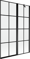 Mexen Mist 2-szárnyú jobbos fürdőkádparaván, 120 x 150 cm, fekete rács, fekete - 8A9-120-011-70-77-P