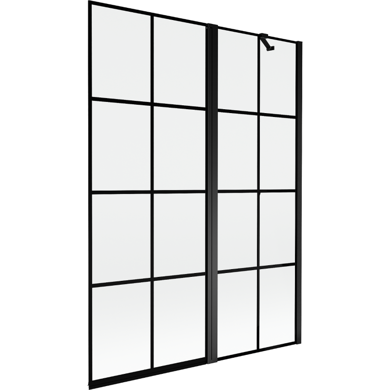 Mexen Mist 2-szárnyas jobb oldali kádparaván 130 x 150 cm, fekete rács, fekete - 8A9-130-011-70-77-P