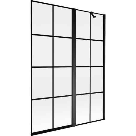 Mexen Mist 2-szárnyas jobb oldali kádparaván 130 x 150 cm, fekete rács, fekete - 8A9-130-011-70-77-P