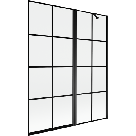 Mexen Mist 2-szárnyú jobb oldali kádparaván 140 x 150 cm, fekete rács, fekete - 8A9-140-011-70-77-P