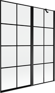 Mexen Mist 2-szárnyú jobb oldali kádparaván 140 x 150 cm, fekete rács, fekete - 8A9-140-011-70-77-P