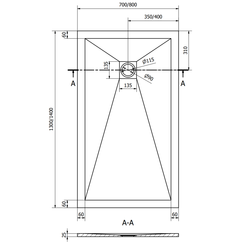 Mexen Stone+ kompozit zuhanytálca téglalap alakú 130 x 80 cm, fehér - 44108013