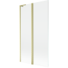 Mexen Mist L fürdőkád paraván, 2-szárnyú, 100 x 150 cm, átlátszó, arany szálcsiszolt - 8A9L-100-011-55-00