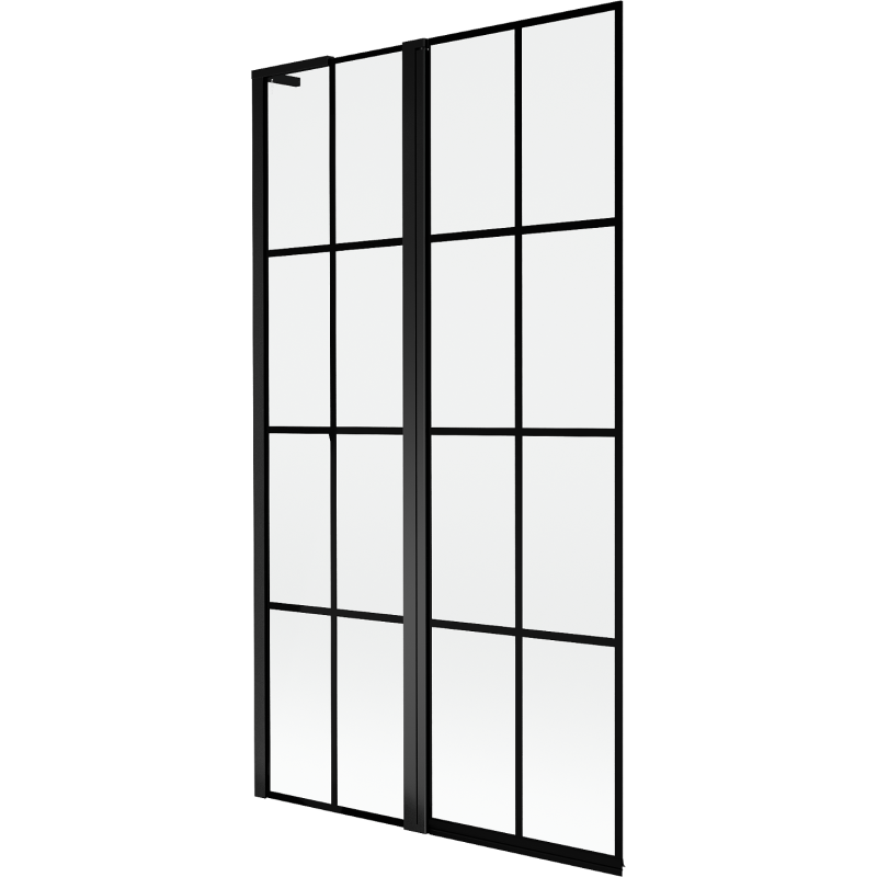 Mexen Mist L kádparaván 2-szárnyas bal 100 x 150 cm, fekete rács, fekete - 8A9L-100-011-70-77-L
