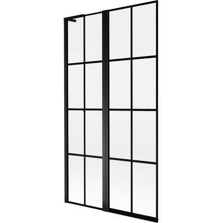 Mexen Mist L kádparaván 2-szárnyas bal 100 x 150 cm, fekete rács, fekete - 8A9L-100-011-70-77-L