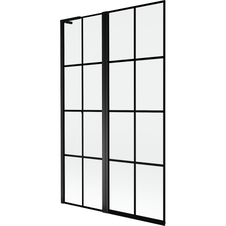 Mexen Mist L kádparaván 2-szárnyú balos 110 x 150 cm, fekete rács, fekete - 8A9L-110-011-70-77-L