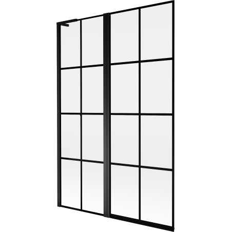 Mexen Mist L kádparaván 2-szárnyú bal 120 x 150 cm, fekete rács, fekete - 8A9L-120-011-70-77-L