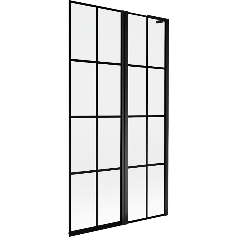 Mexen Mist L 2-szárnyú jobb oldali kádparaván 100 x 150 cm, fekete rács, fekete - 8A9L-100-011-70-77-P