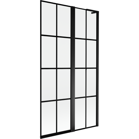 Mexen Mist L 2-szárnyú jobb oldali kádparaván 100 x 150 cm, fekete rács, fekete - 8A9L-100-011-70-77-P