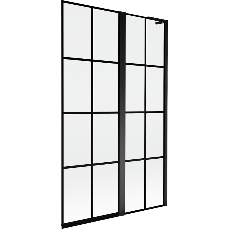 Mexen Mist L fürdőkád paraván 2-szárnyú jobbos 110 x 150 cm, fekete rács, fekete - 8A9L-110-011-70-77-P