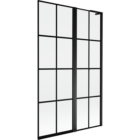 Mexen Mist L fürdőkád paraván 2-szárnyú jobbos 110 x 150 cm, fekete rács, fekete - 8A9L-110-011-70-77-P