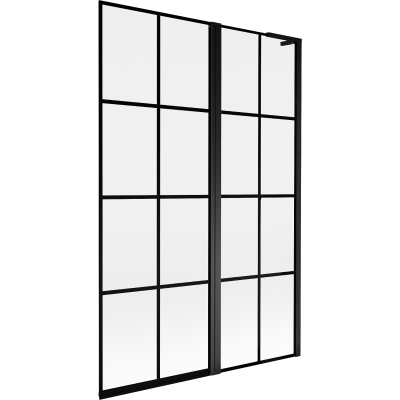 Mexen Mist L kádparaván 2-szárnyú jobb 120 x 150 cm, fekete rács, fekete - 8A9L-120-011-70-77-P