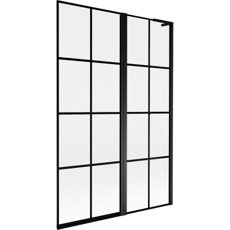 Mexen Mist L kádparaván 2-szárnyú jobb 120 x 150 cm, fekete rács, fekete - 8A9L-120-011-70-77-P