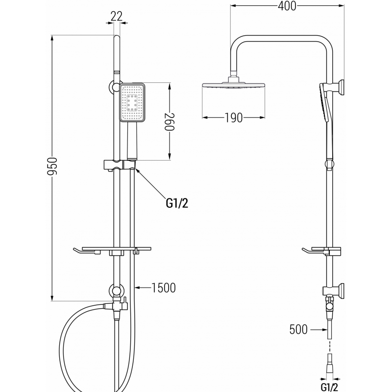 Mexen T54 coloană de duș, neagră/cromată - 798545493-71