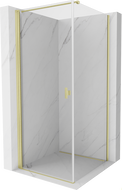 Mexen Mist-B cabină de duș cu deschidere 80 x 80 cm, transparentă, auriu periat - 8A2T-080-080-55-00