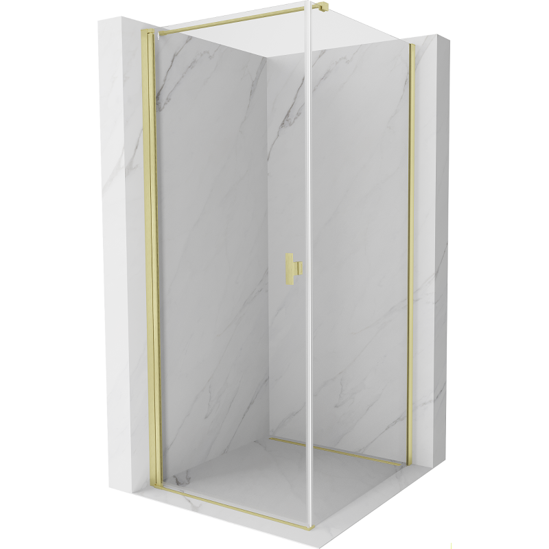 Cabină de duș Mexen Mist-B batantă 85 x 85 cm, transparentă, auriu periat - 8A2T-085-085-55-00