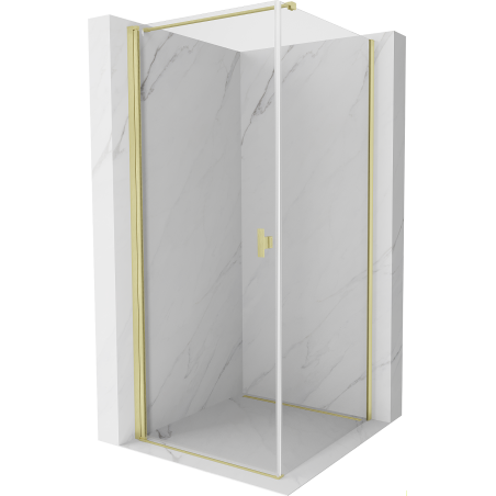 Cabină de duș Mexen Mist-B batantă 85 x 85 cm, transparentă, auriu periat - 8A2T-085-085-55-00